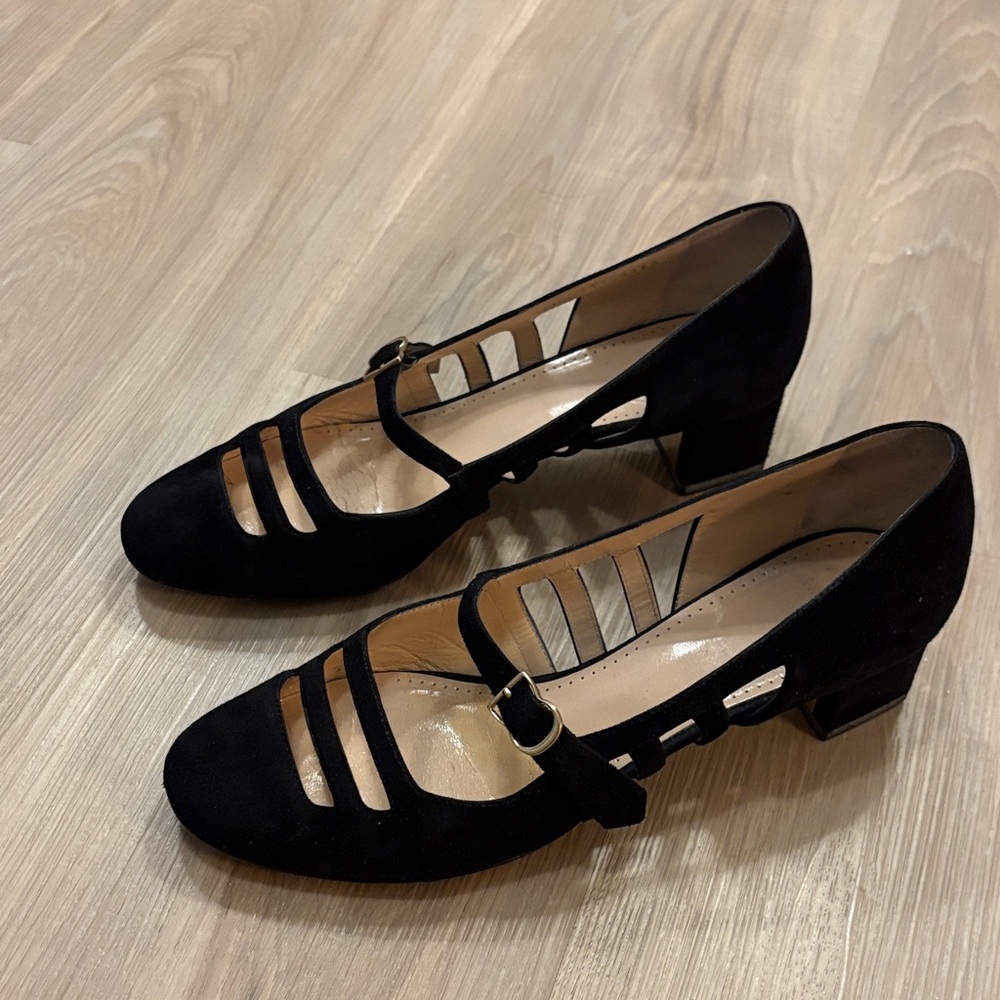 Bally black suede Mary Jane heels - size 7